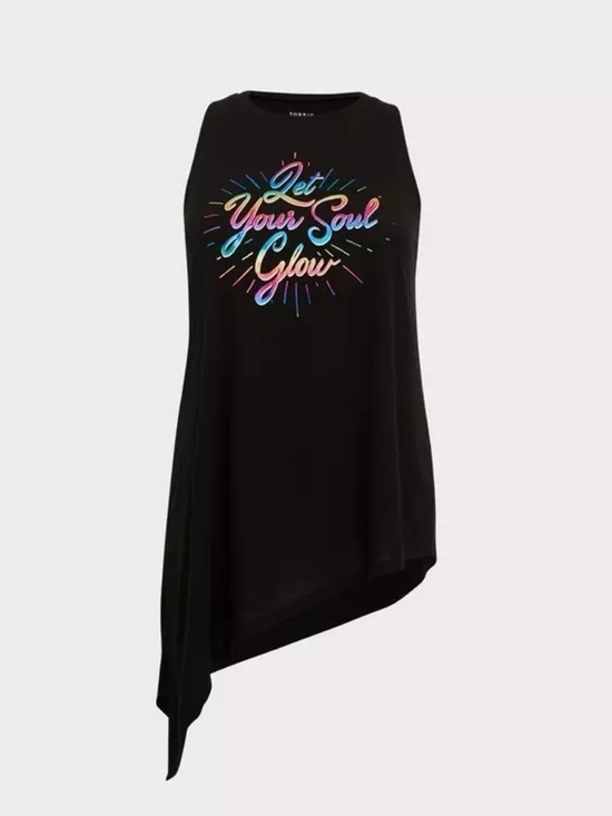 torrid Tops - Torrid Black Tank Top with Rainbow "Let Your Soul Glow" Graphic NWOT SZ2